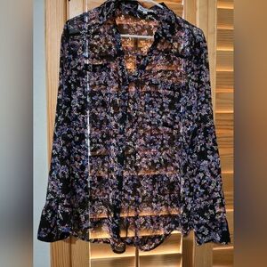 Express Black Floral Sheer Blouse